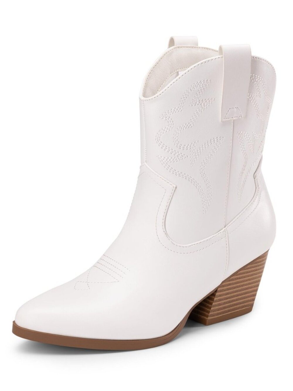 Women's Cowboy Cowgirl Boots Embroidered Stitched Short Western Boots Low Chunky